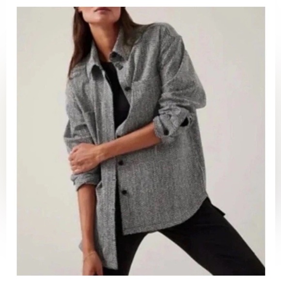 Athleta Jackets & Blazers - Athleta Braiden Black and White Textured Patterned Shirt Jacket
